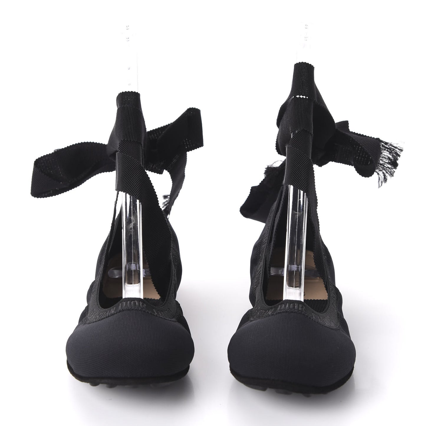 Micro Mesh Academy Lace-Up Ballerina Flats 36 Black