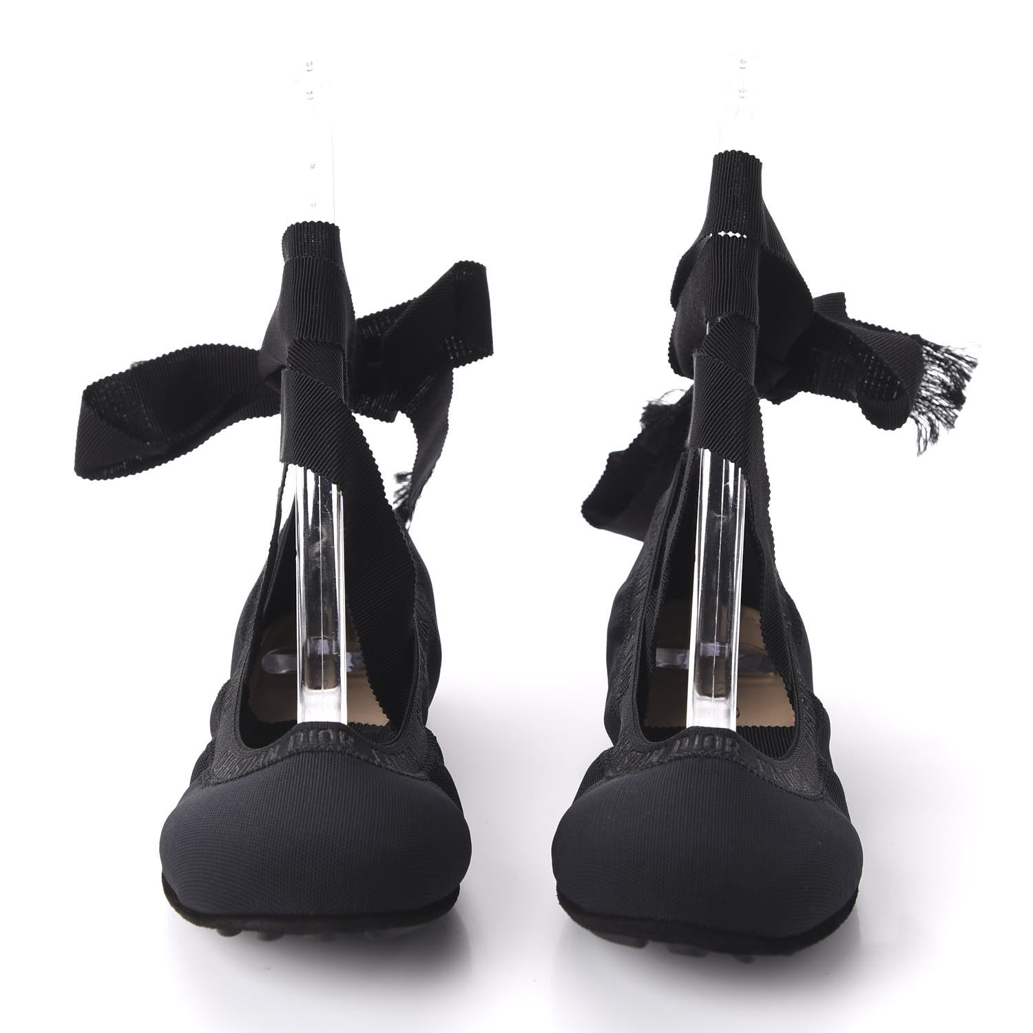 Christian Dior Micro Mesh Academy Lace-Up Ballerina Flats 36 Black 2 of 9