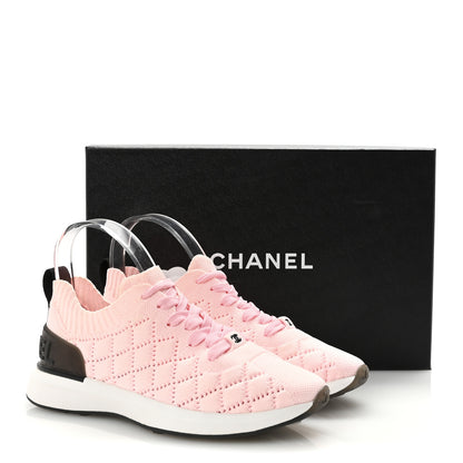 Chanel Mixed Fibers Quilted Womens CC Sneakers 37 Light Pink 9 of 9
