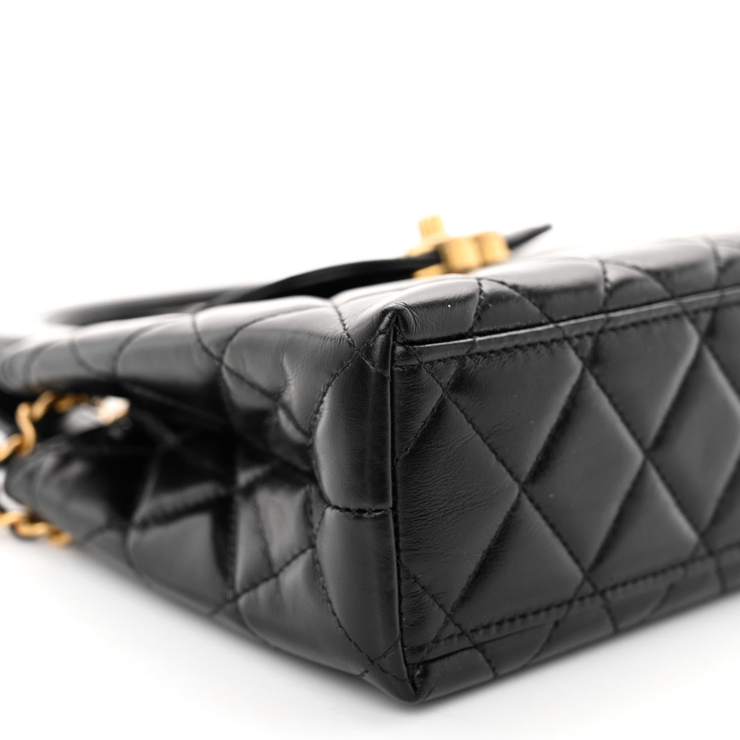 Chanel Shiny Aged Calfskin Quilted Nano Kelly Shopper Black 7 of 10