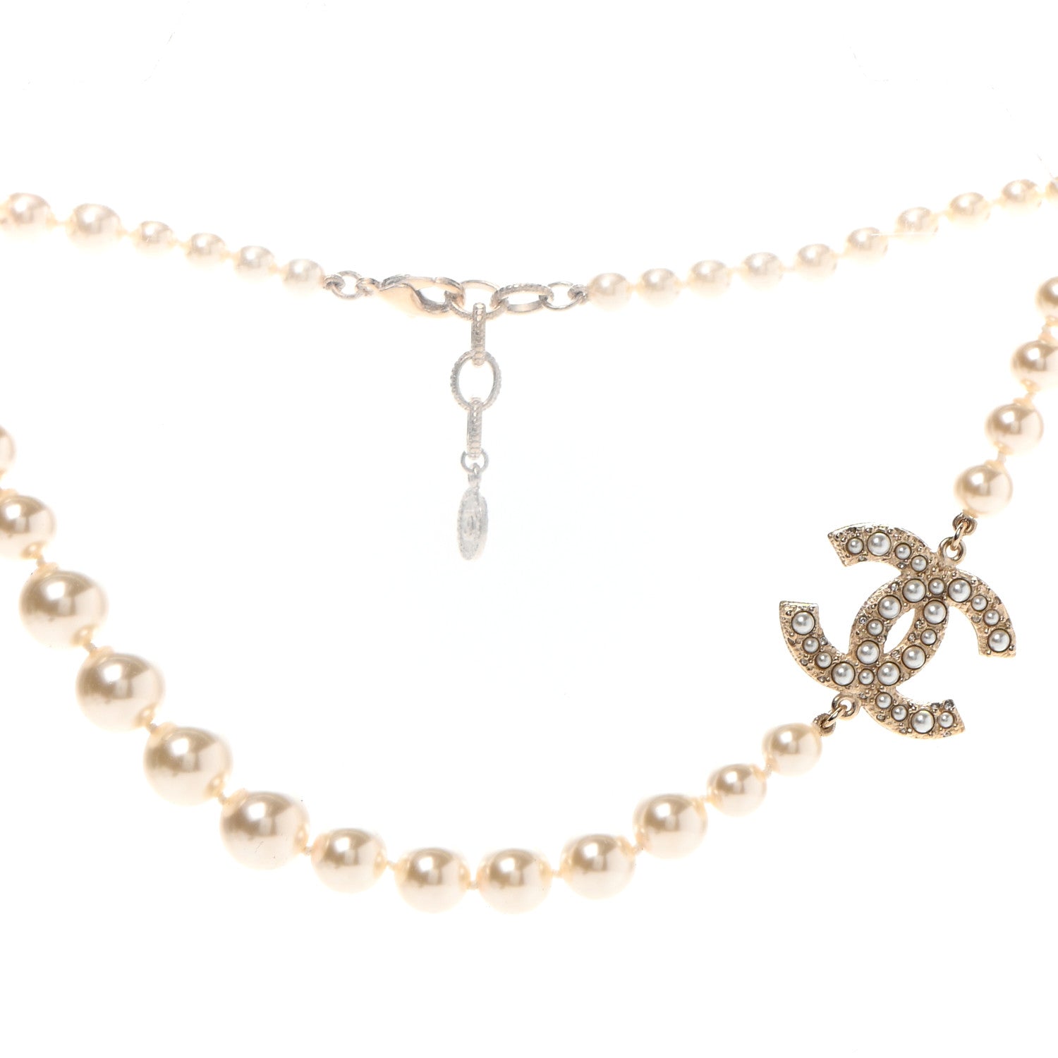 Chanel Pearl CC 100th Anniversary Necklace Light Gold 3 of 7