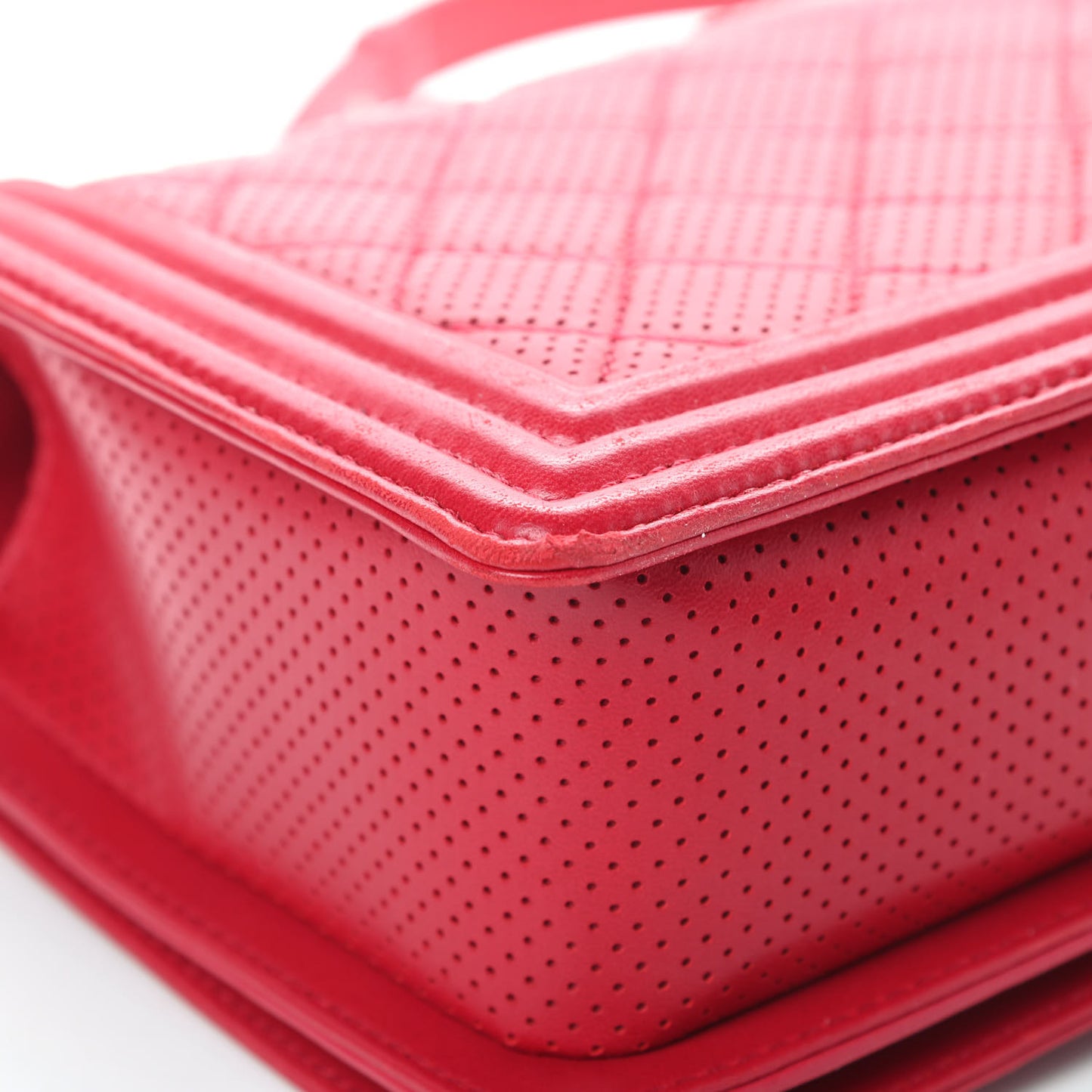 Perforated Lambskin Quilted New Medium Boy Flap Dark Pink