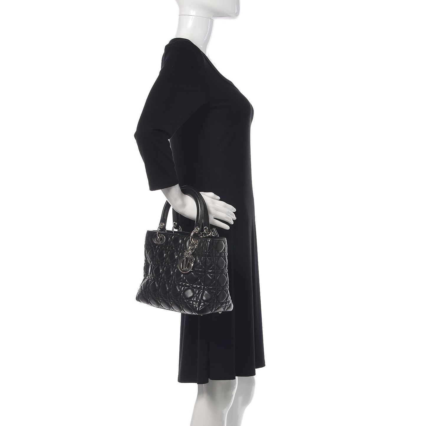 Lambskin Cannage Medium Lady Dior Black