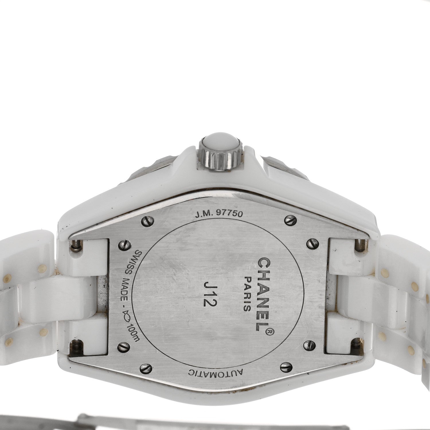 Chanel Stainless Steel Ceramic Diamond Pink Sapphire 42mm J12 Automatic Watch White 4 of 5