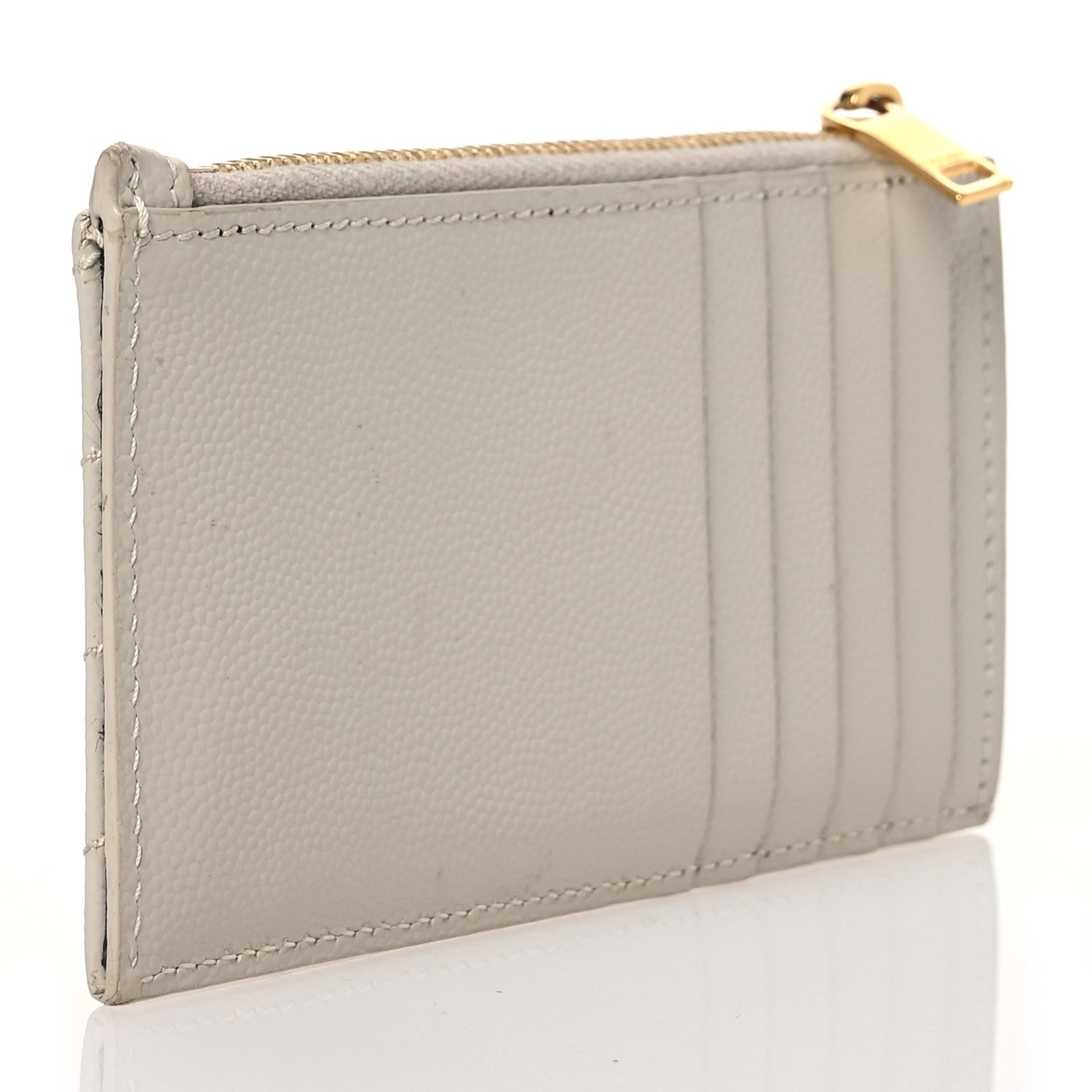 Saint Laurent Monogram Grain de Poudre 5 Fragments Zip Pouch Card Holder Blanc Vintage 3 of 12