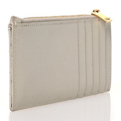Saint Laurent Monogram Grain de Poudre 5 Fragments Zip Pouch Card Holder Blanc Vintage 3 of 12