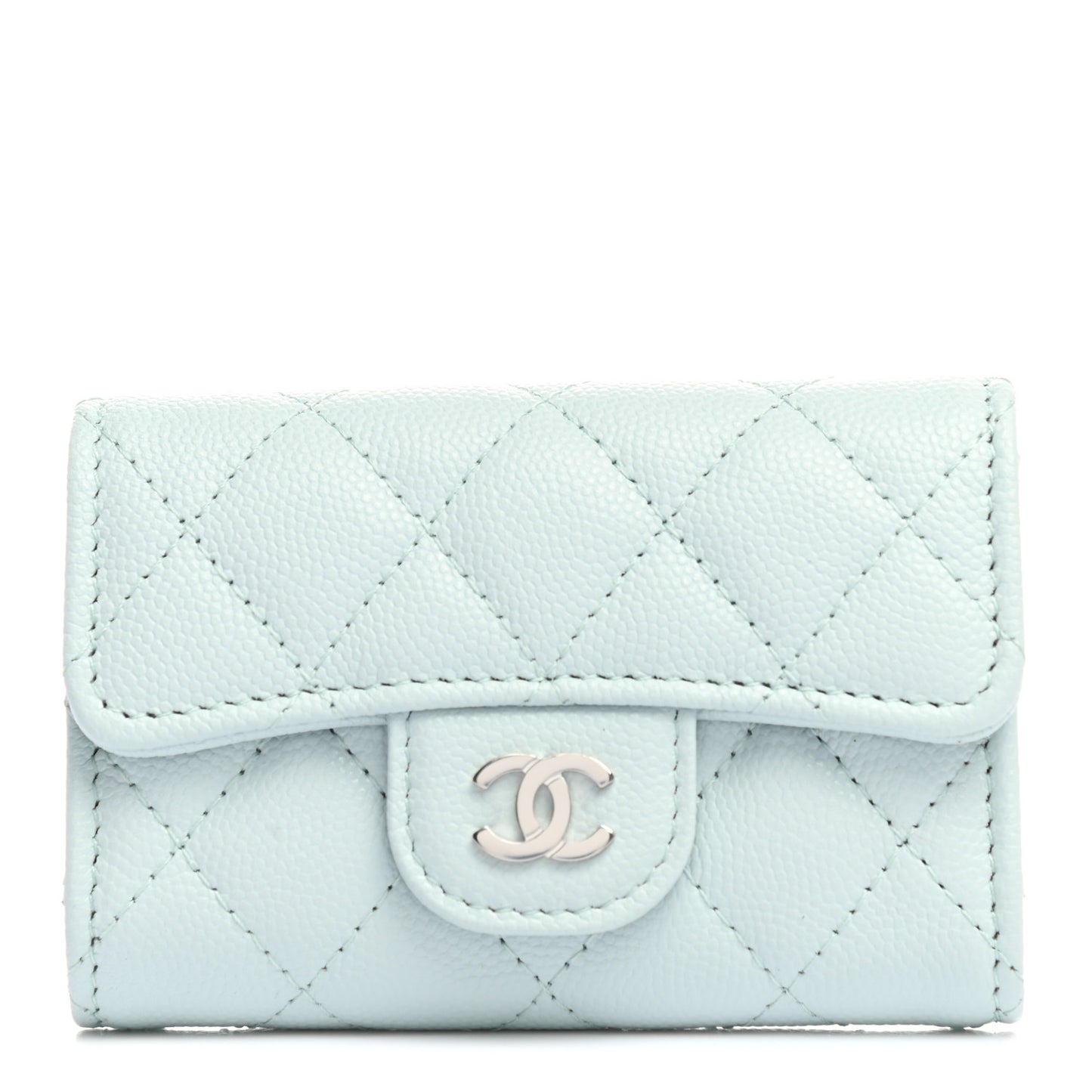 Caviar Quilted Classic 4 Key Holder Wallet Light Blue