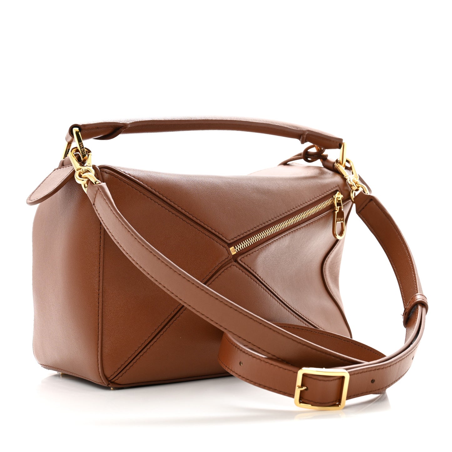 Nappa Lambskin Small Featherlight Puzzle Bag Pecan