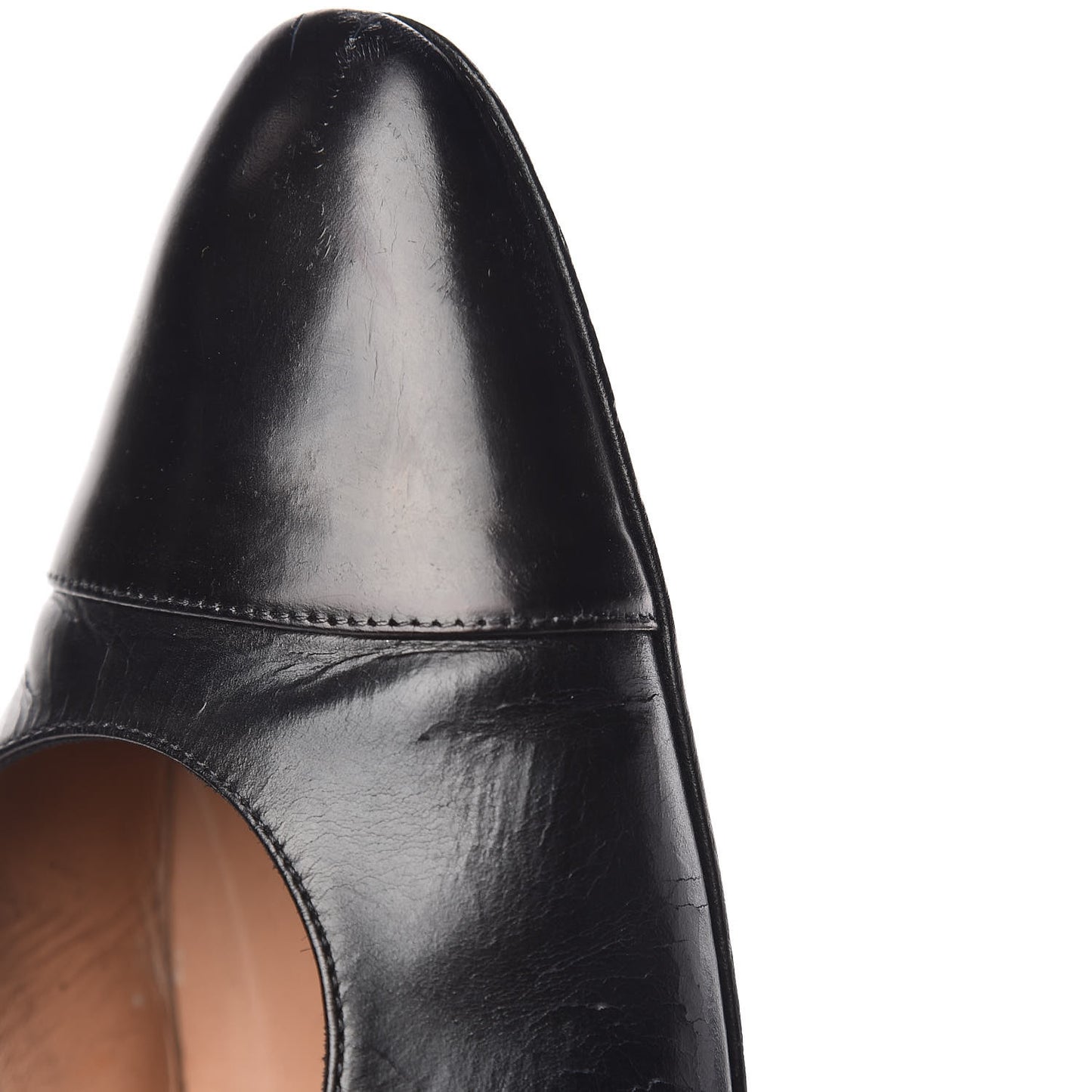 Calfskin Cap Toe CC Slingback Pumps 41.5 Black