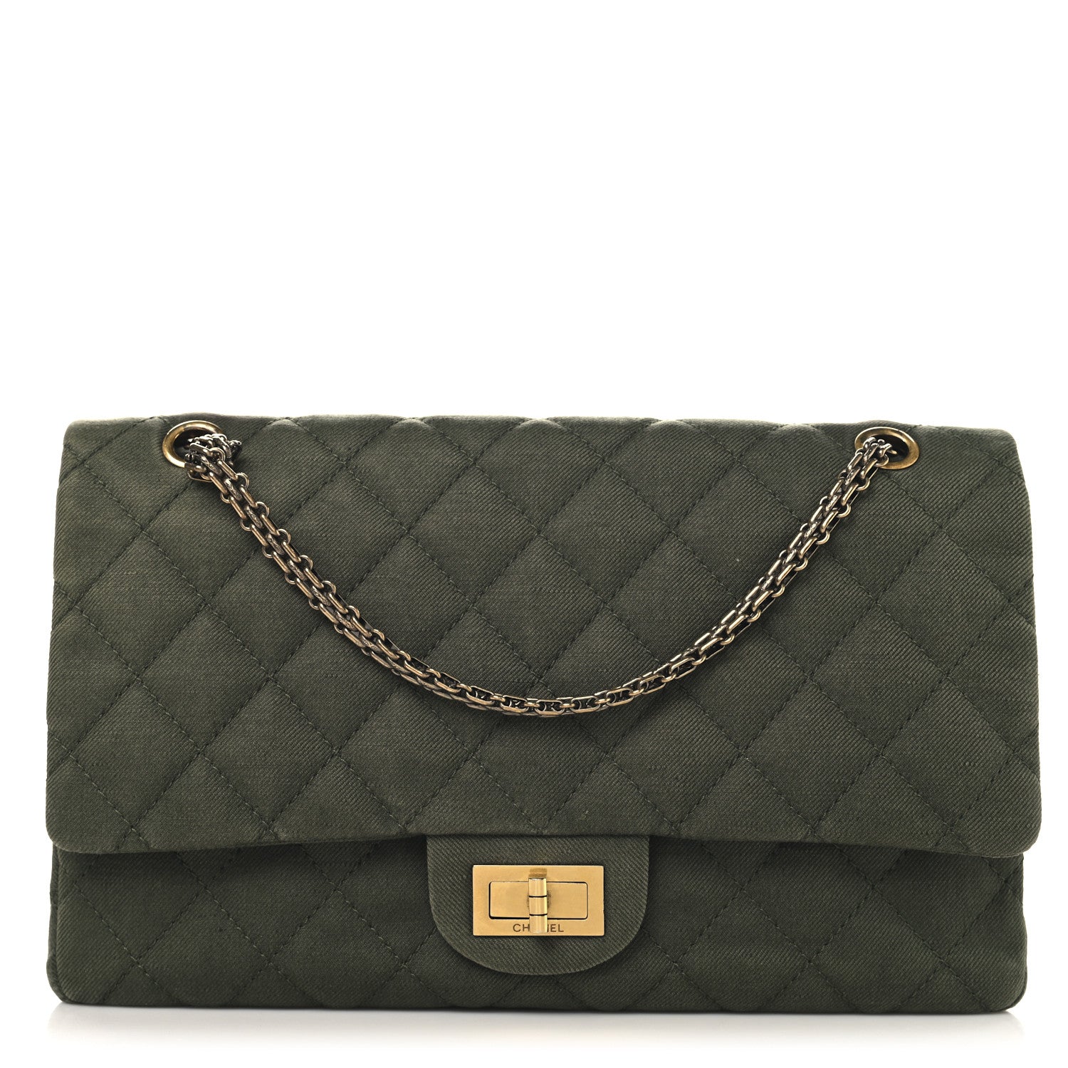 Chanel Canvas Quilted 2.55 Reissue 227 Flap Green 1 of 14
