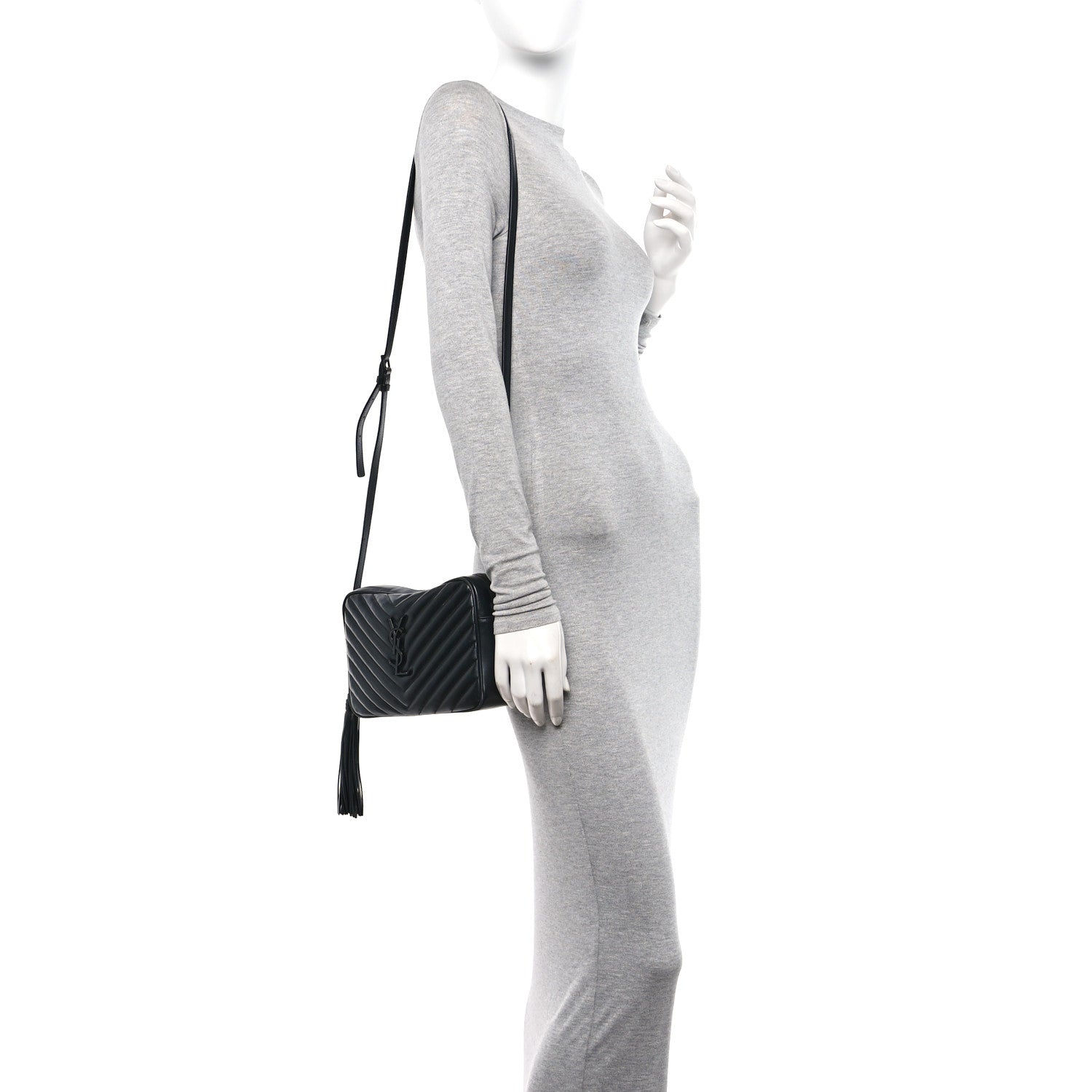 Saint Laurent Calfskin Matelasse Monogram Monochrome Lou Camera Bag Black 2 of 13