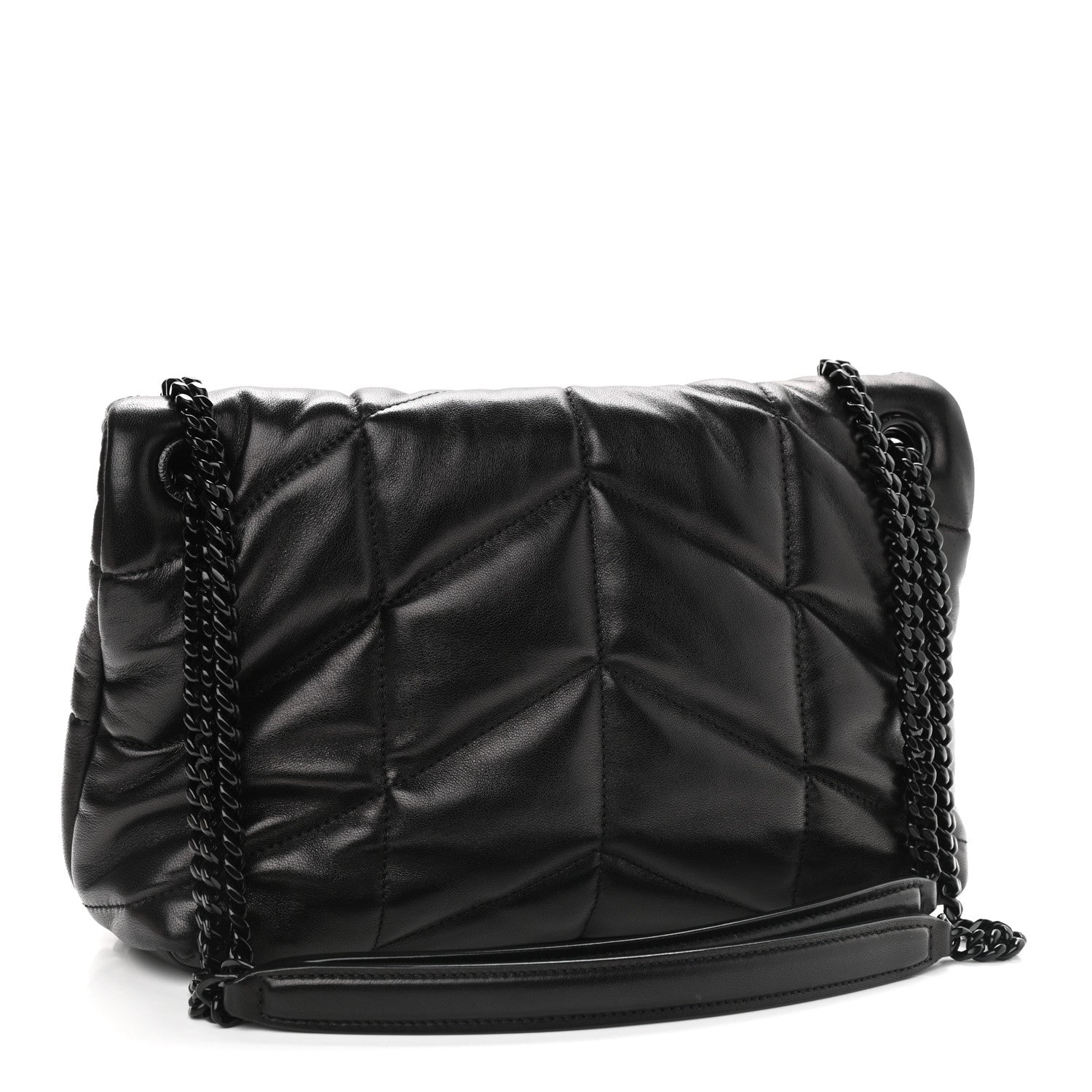 Saint Laurent Lambskin Quilted Small Loulou Puffer Monogram Chain Satchel Black 3 of 9