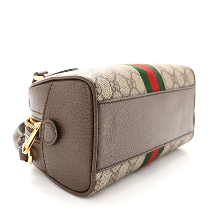 Gucci GG Supreme Monogram Textured Dollar Calfskin Web Mini Ophidia Top Handle Bowler Bag Beige Ebony New Acero 4 of 14