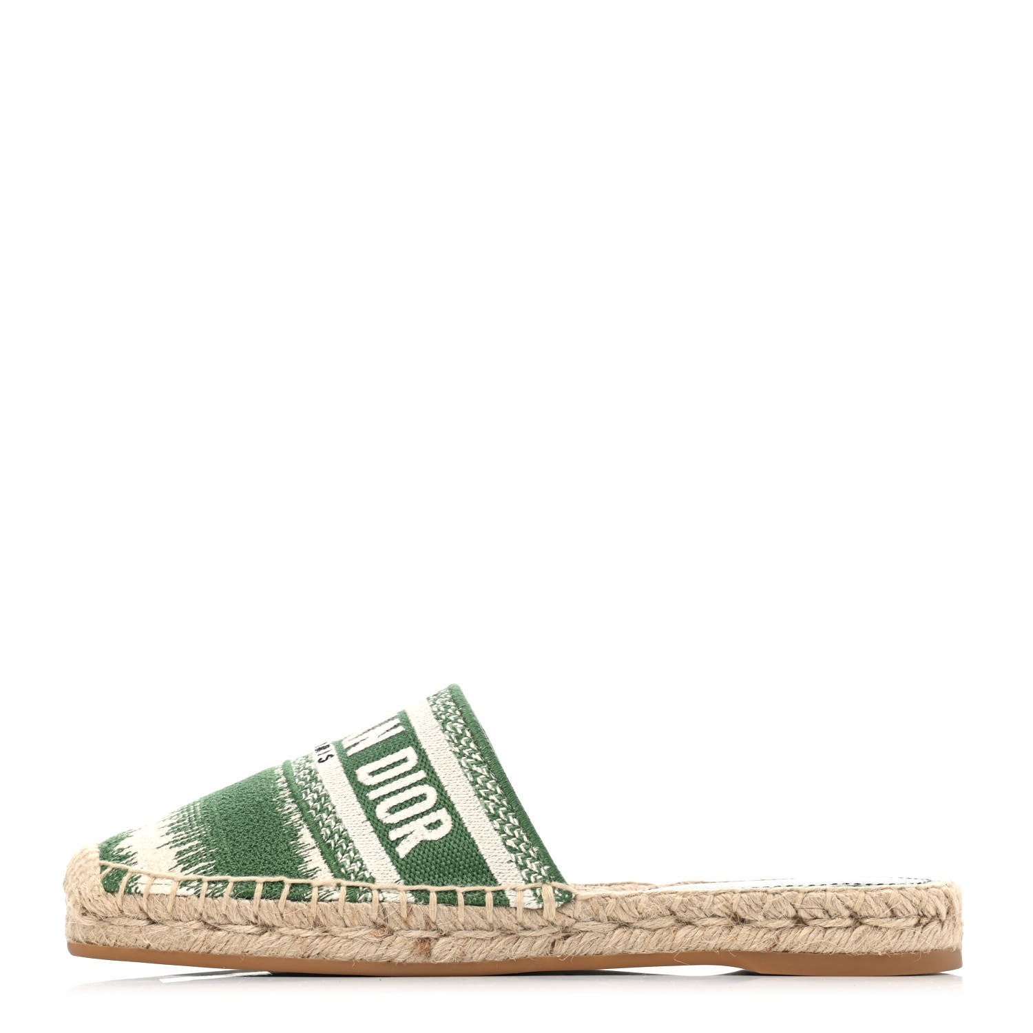 Christian Dior Canvas D-Stripes Embroidered Granville Espadrille 15mm Slippers 35 Fern 1 of 4