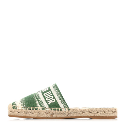 Christian Dior Canvas D-Stripes Embroidered Granville Espadrille 15mm Slippers 35 Fern 1 of 4