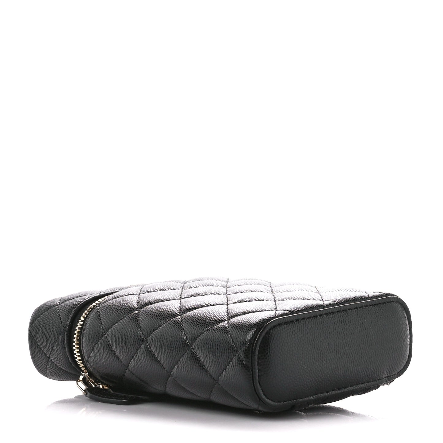 Caviar Quilted Phone Holder With Chain Black