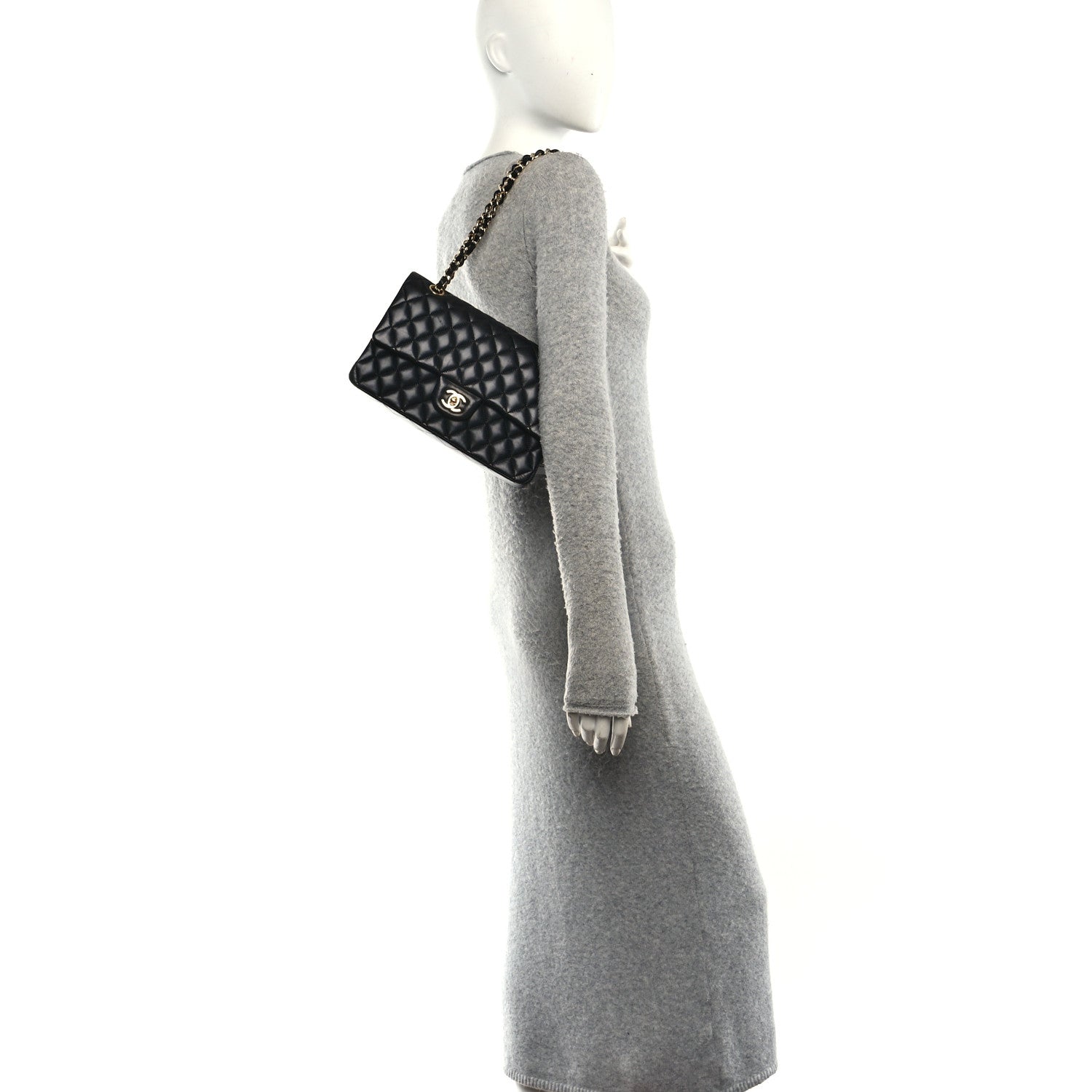 Chanel Lambskin Quilted Medium Double Flap Black 2 of 10