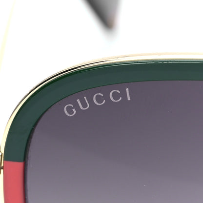 Gucci Web Aviator Sunglasses GG0062S Green Red 10 of 14