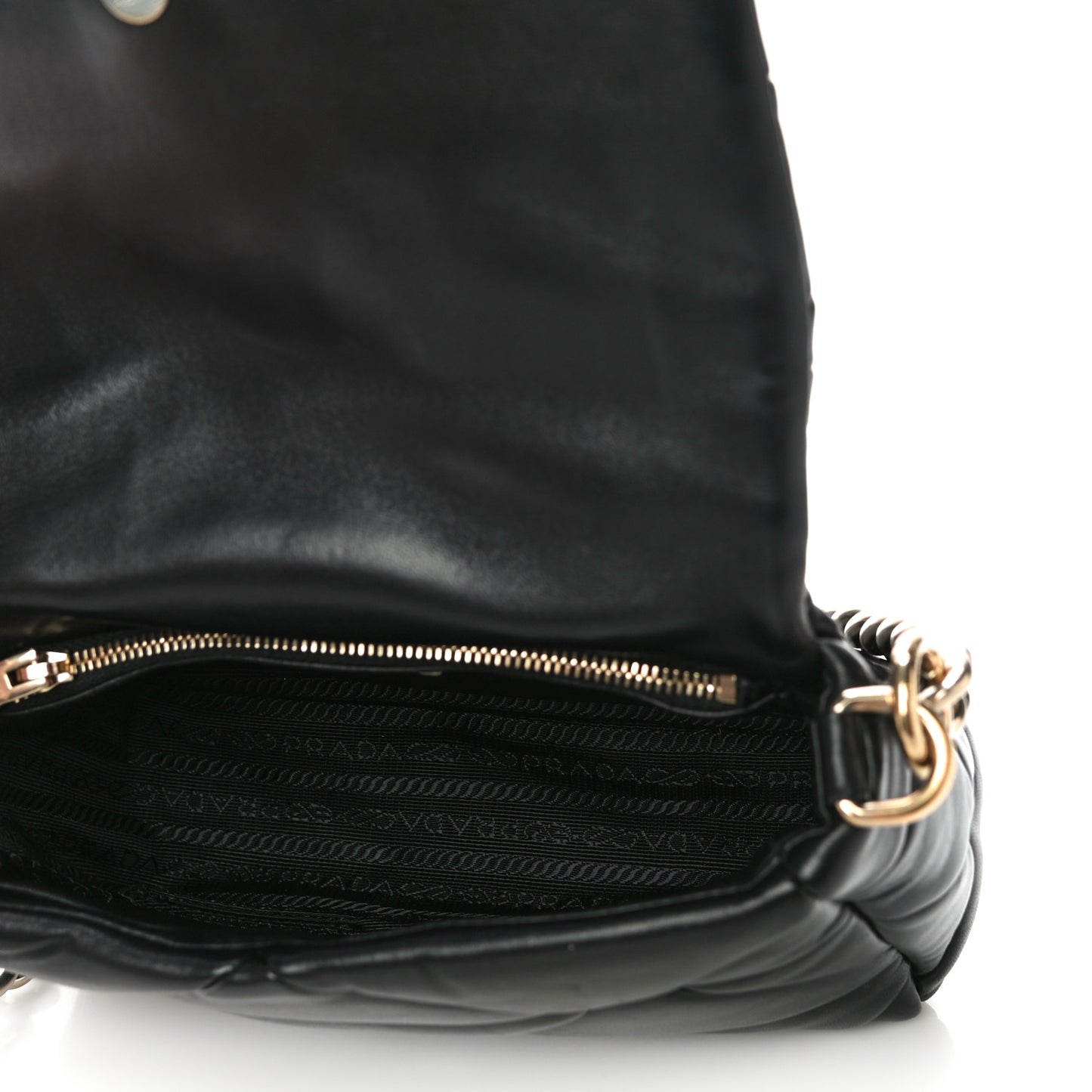 Nappa Re-Nylon Triangle Quilted Patchwork System Flap Shoulder Bag Black