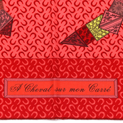 Hermes Cashmere Silk A Cheval Sur Mon Carre Shawl 140 Rouge Crevette Bois De Rose 4 of 5