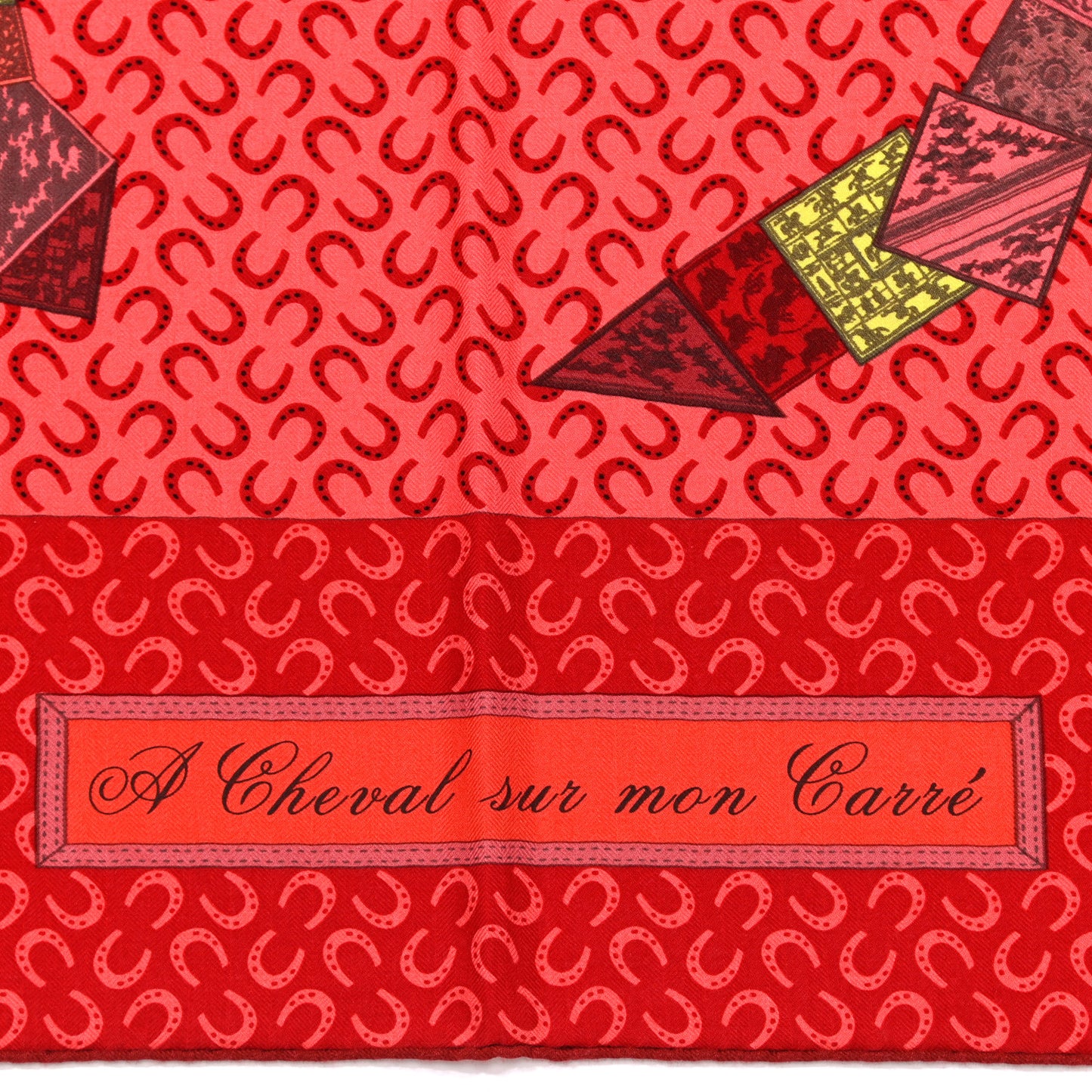 Cashmere Silk A Cheval Sur Mon Carre Shawl 140 Rouge Crevette Bois De Rose