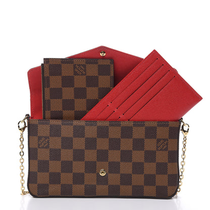 Louis Vuitton Damier Ebene Pochette Felicie Chain Wallet 13 of 14