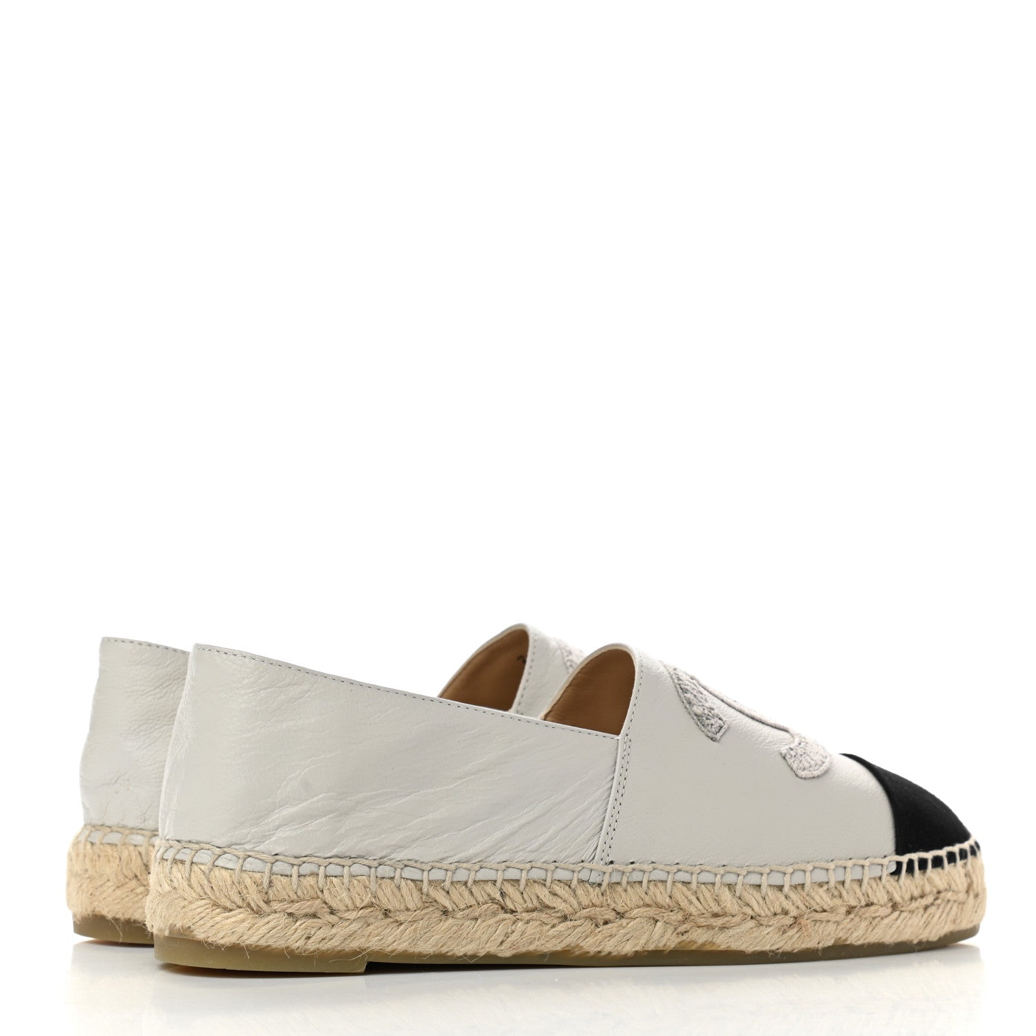 Chanel Lambskin Grosgrain CC Espadrilles 36 Grey 4 of 9