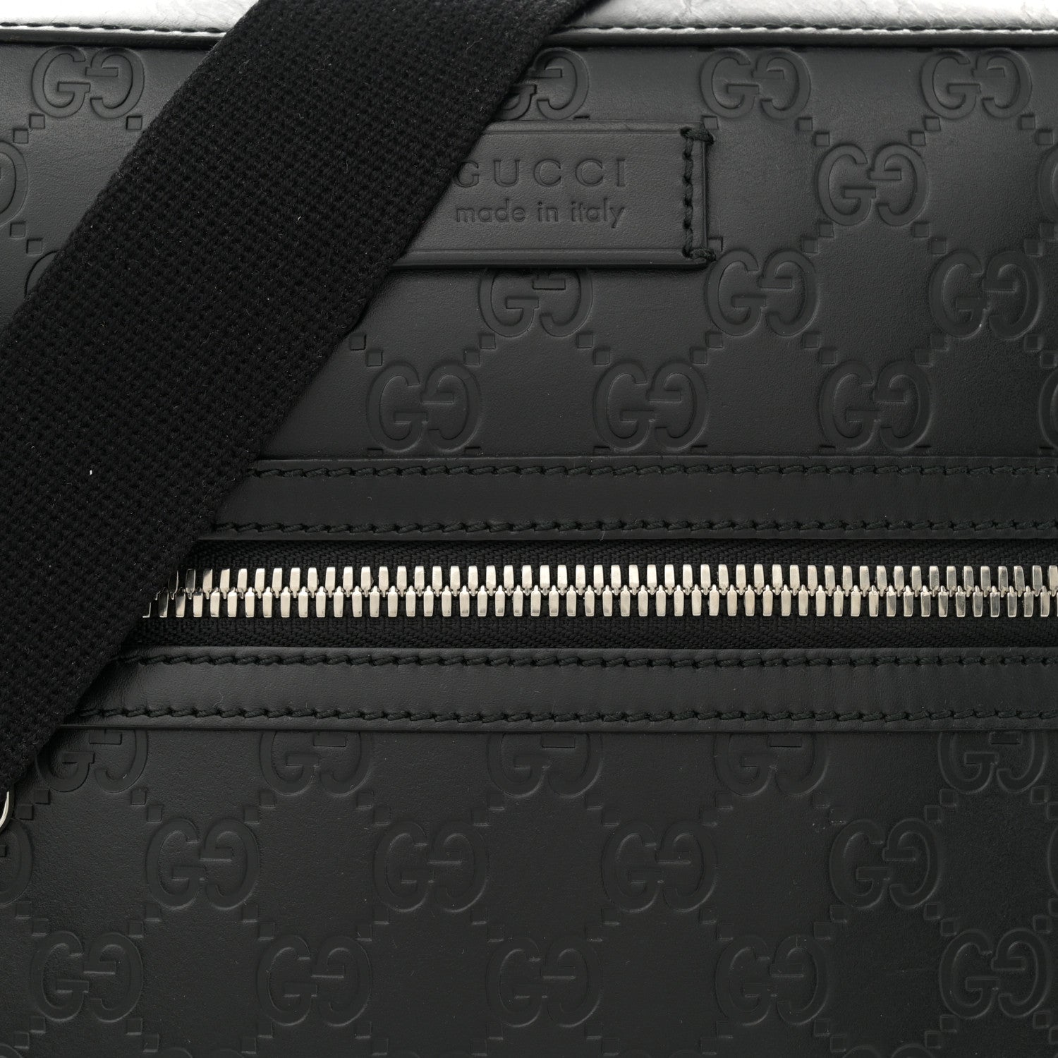 Gucci Guccissima Signature Medium Flat Messenger Bag Black 8 of 10