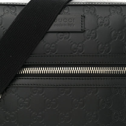 Gucci Guccissima Signature Medium Flat Messenger Bag Black 8 of 10