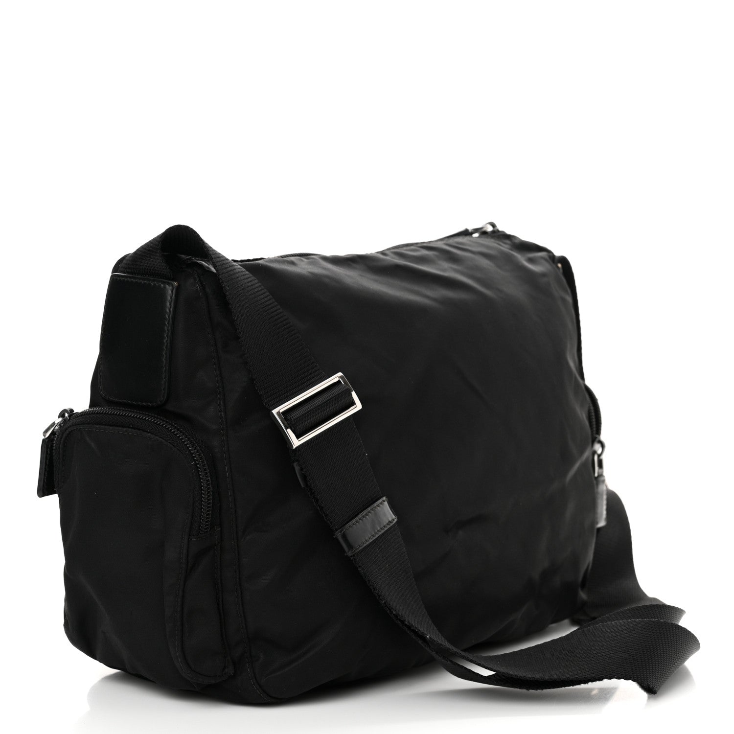 Prada Re-Nylon Vela Saffiano Pocket Double Zip Shoulder Bag Black 2 of 14
