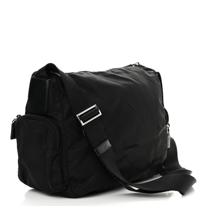 Prada Re-Nylon Vela Saffiano Pocket Double Zip Shoulder Bag Black 2 of 14