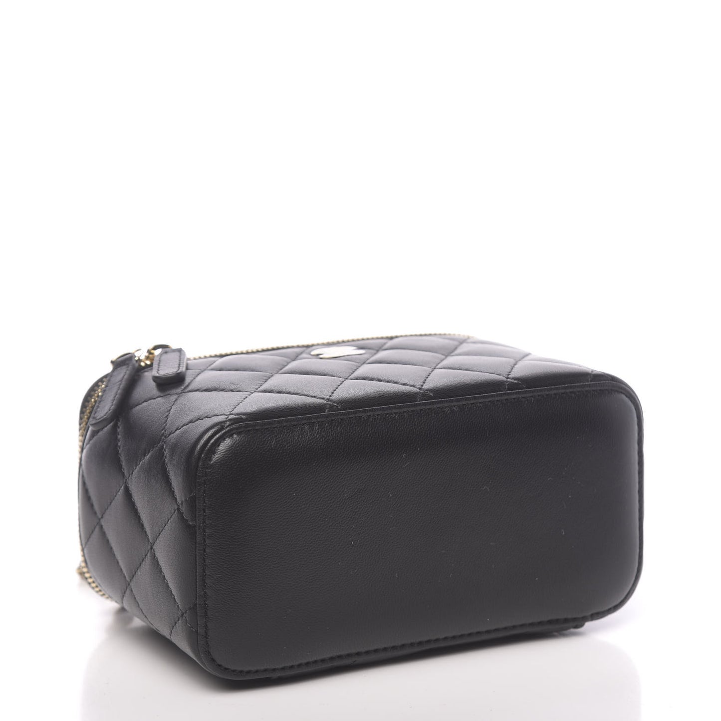 Lambskin Quilted Small Vanity Case With Chain Black