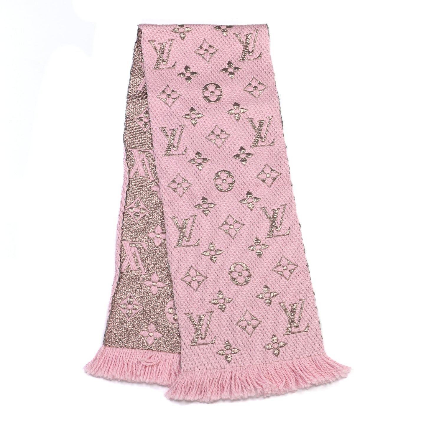 Wool Silk Logomania Shine Scarf Pink