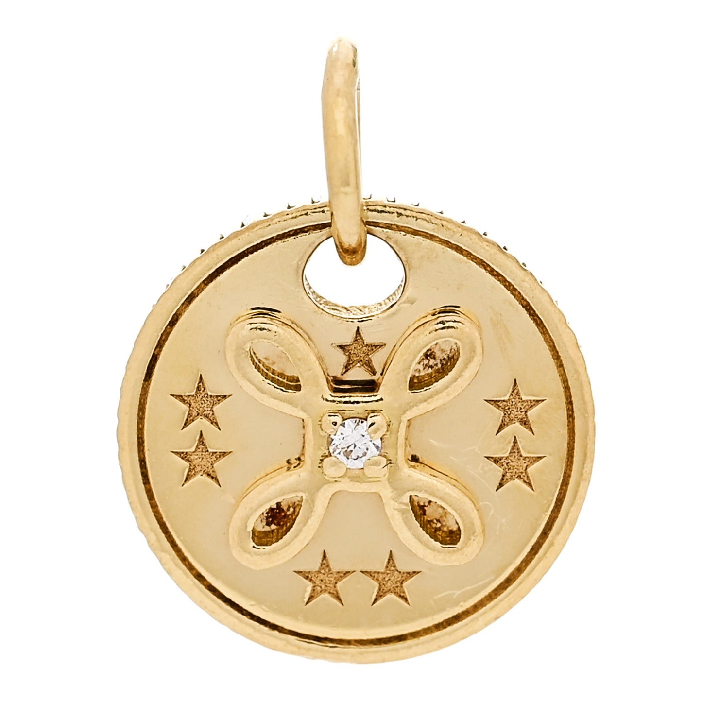 18K Yellow Gold Diamond Miniature True Love Medallion