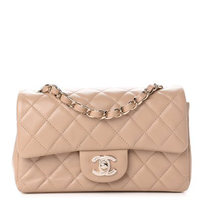 Chanel Lambskin Quilted Mini Rectangular Flap Dark Beige 1 of 10