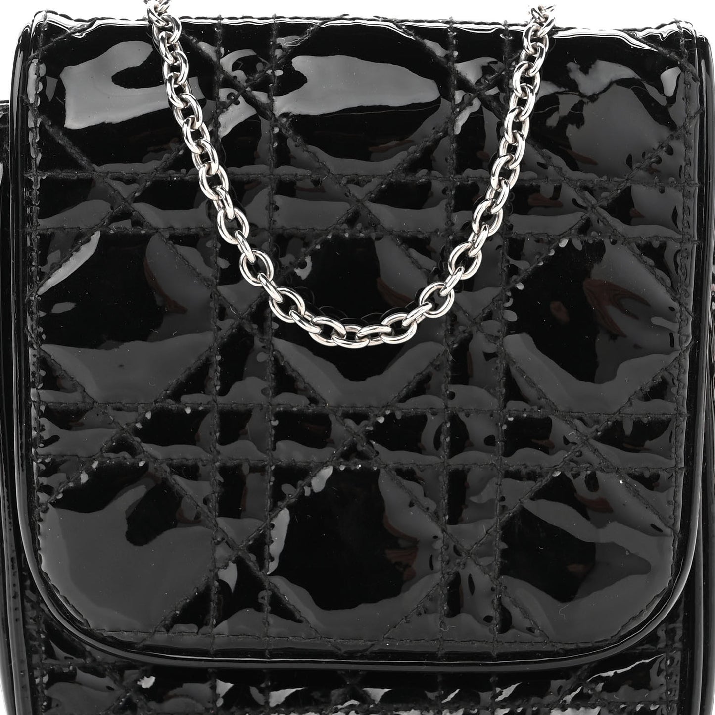 Patent Cannage Crossbody Pouch Black