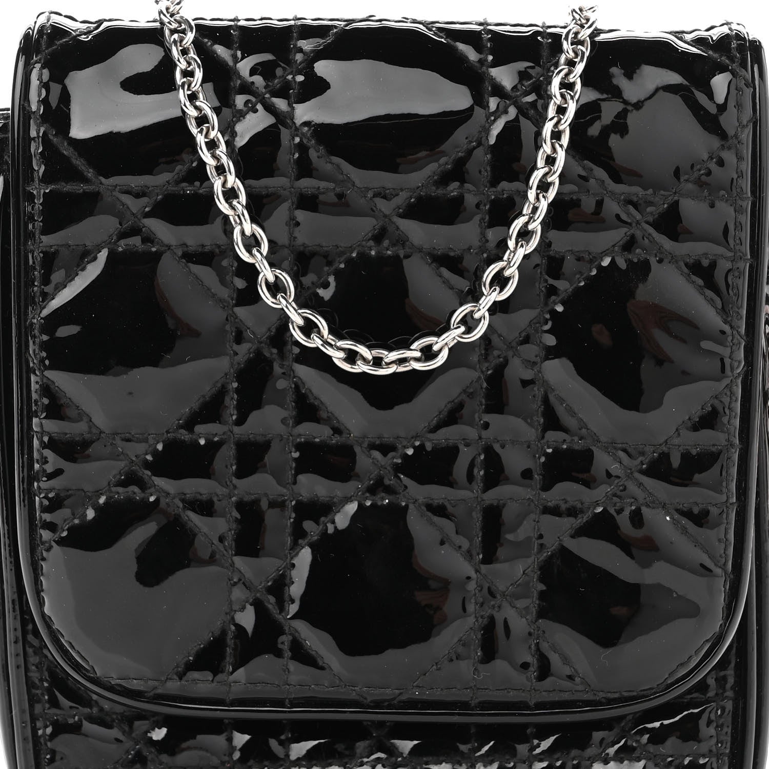 Christian Dior Patent Cannage Crossbody Pouch Black 7 of 8