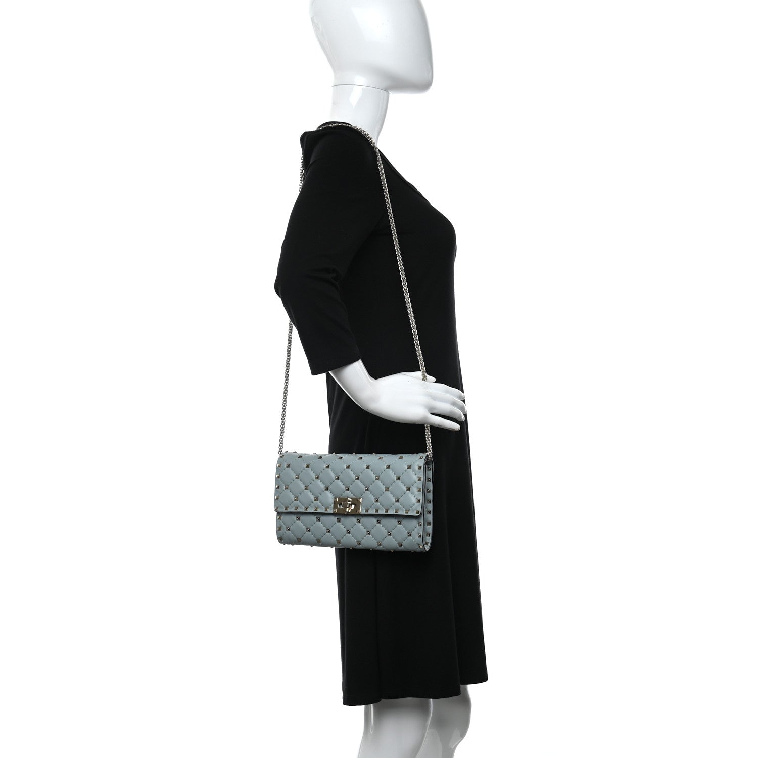 Valentino Garavani Nappa Rockstud Spike Wallet on Chain Nube 2 of 9