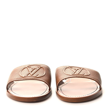 Louis Vuitton Calfskin Lock It Flat Mule 39 Cognac 2 of 8