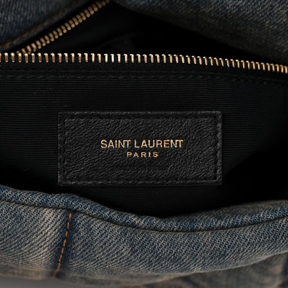 Saint Laurent Denim Quilted Medium Loulou Puffer Monogram Chain Satchel Blue Cinnamon 6 of 11
