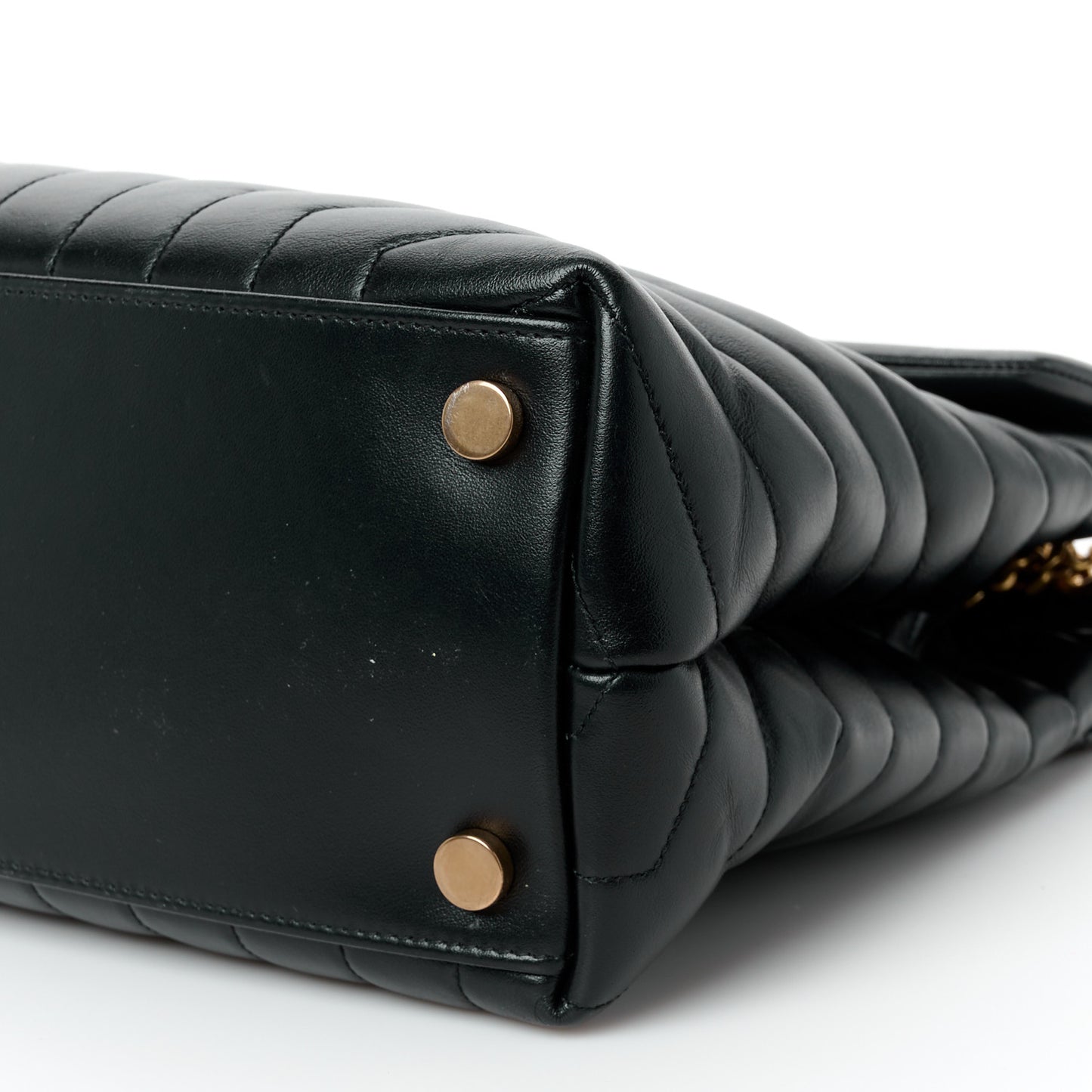Calfskin Y Quilted Monogram Large Loulou Chain Satchel Black