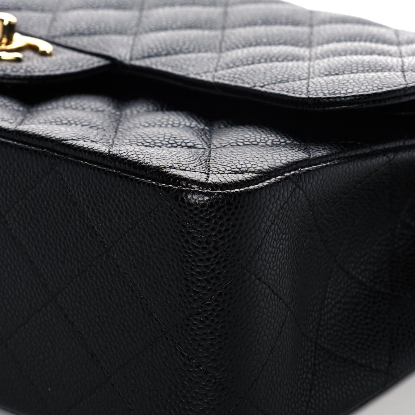 Caviar Quilted Jumbo Double Flap Black