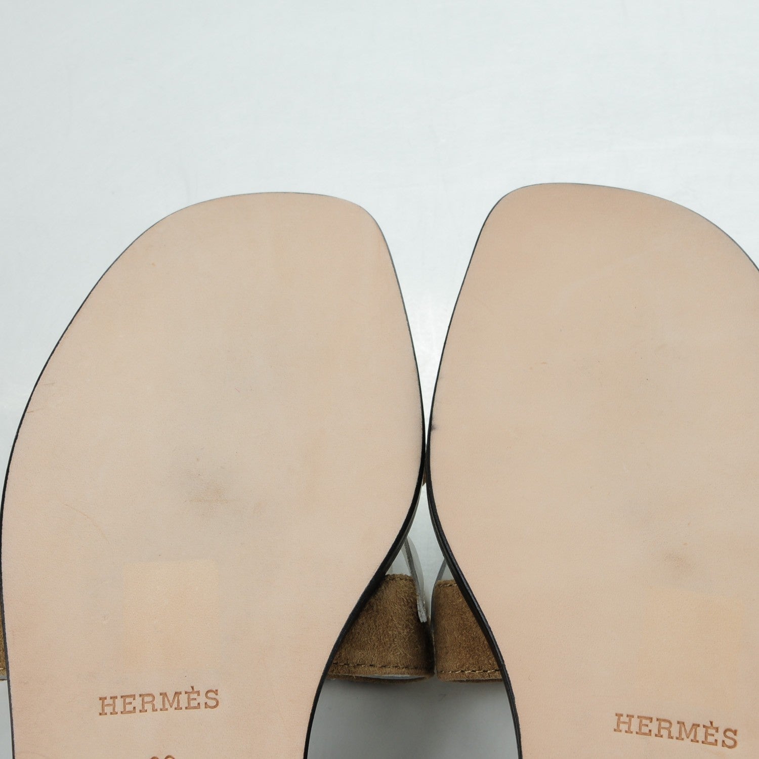 Hermes Suede Goatskin Nappa Calfskin Oran Sandals 39 Ginger White 6 of 8