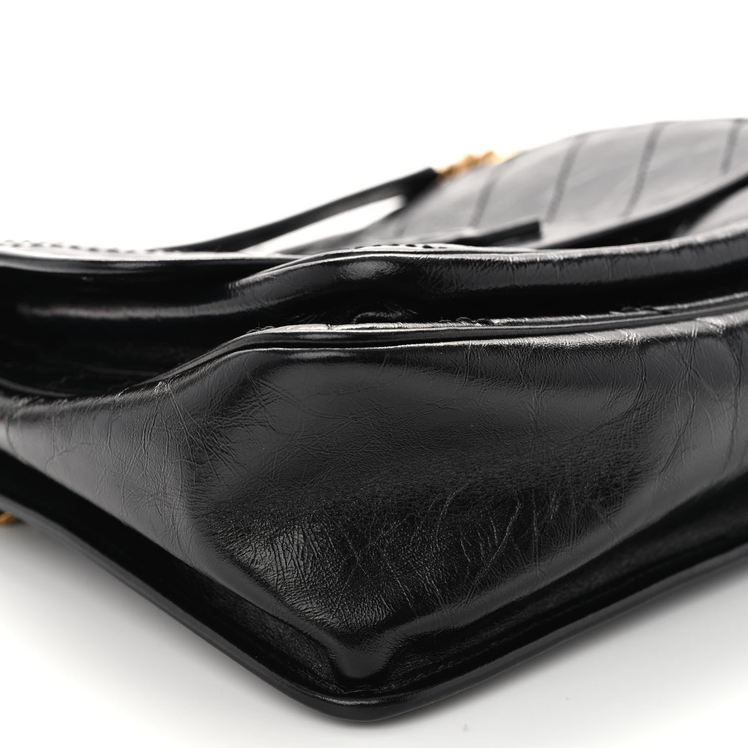 Saint Laurent Crinkled Calfskin Matelasse Monogram Medium Niki Chain Satchel Black 8 of 11