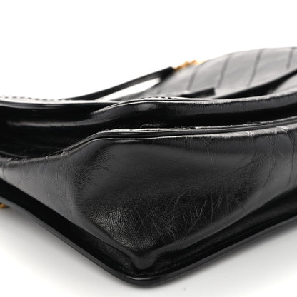 Saint Laurent Crinkled Calfskin Matelasse Monogram Medium Niki Chain Satchel Black 8 of 11