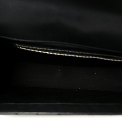 Saint Laurent Smooth Calfskin Matelasse Chevron Large Monogram Satchel Black 4 of 10