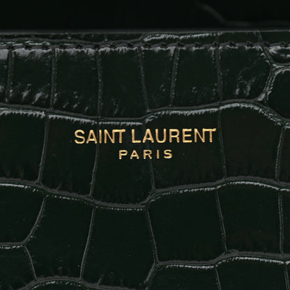 Saint Laurent Calfskin Crocodile Embossed Mini Classic Monogram Cassandra Top Handle Green 7 of 13