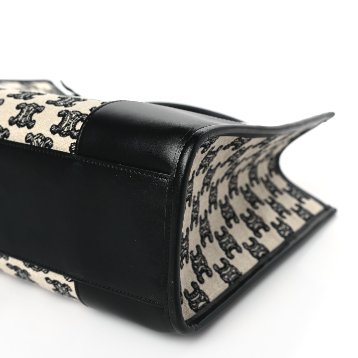 Canvas Calfskin Triomphe Embroidered Mini Horizontal Cabas Black