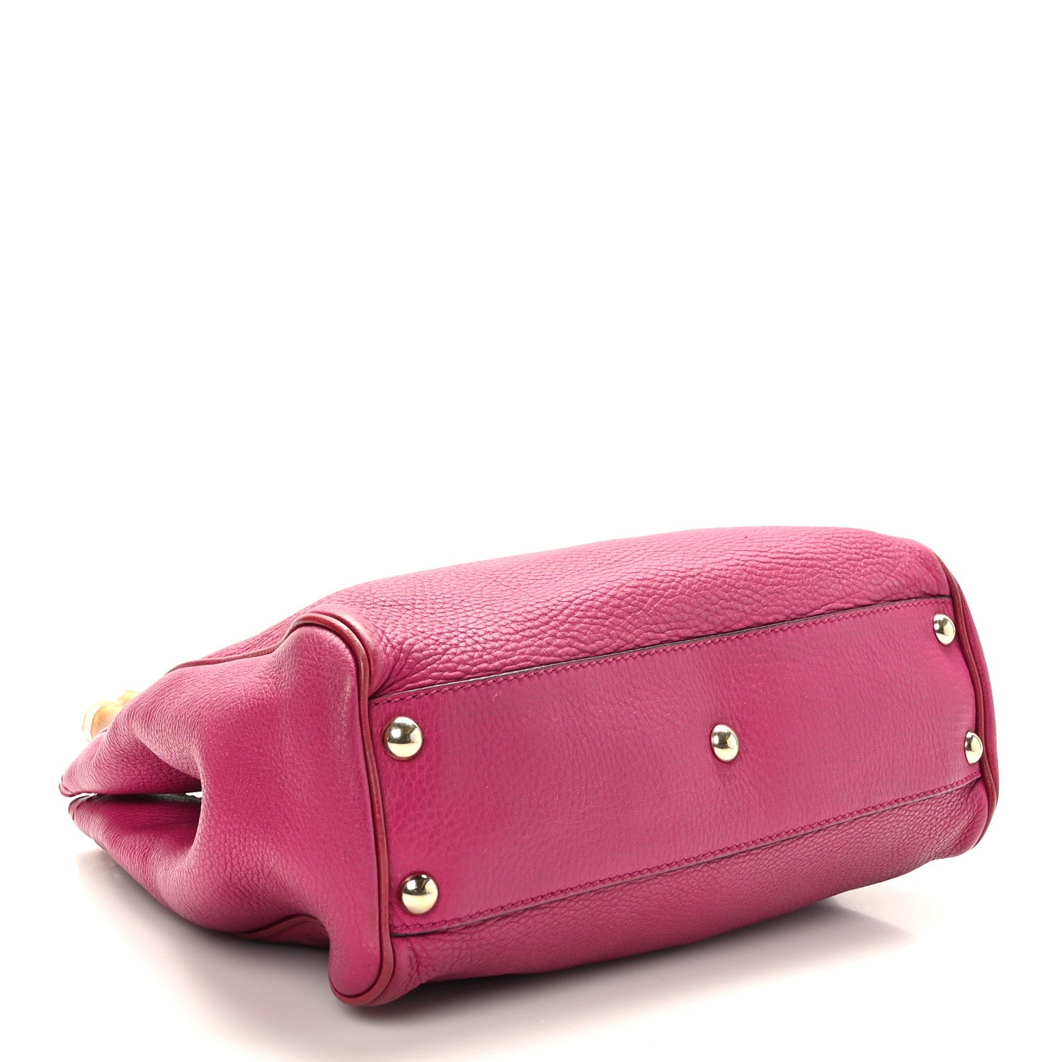 Gucci Calfskin Small Bamboo Shopper Tote Bright Bougainvillea 4 of 10