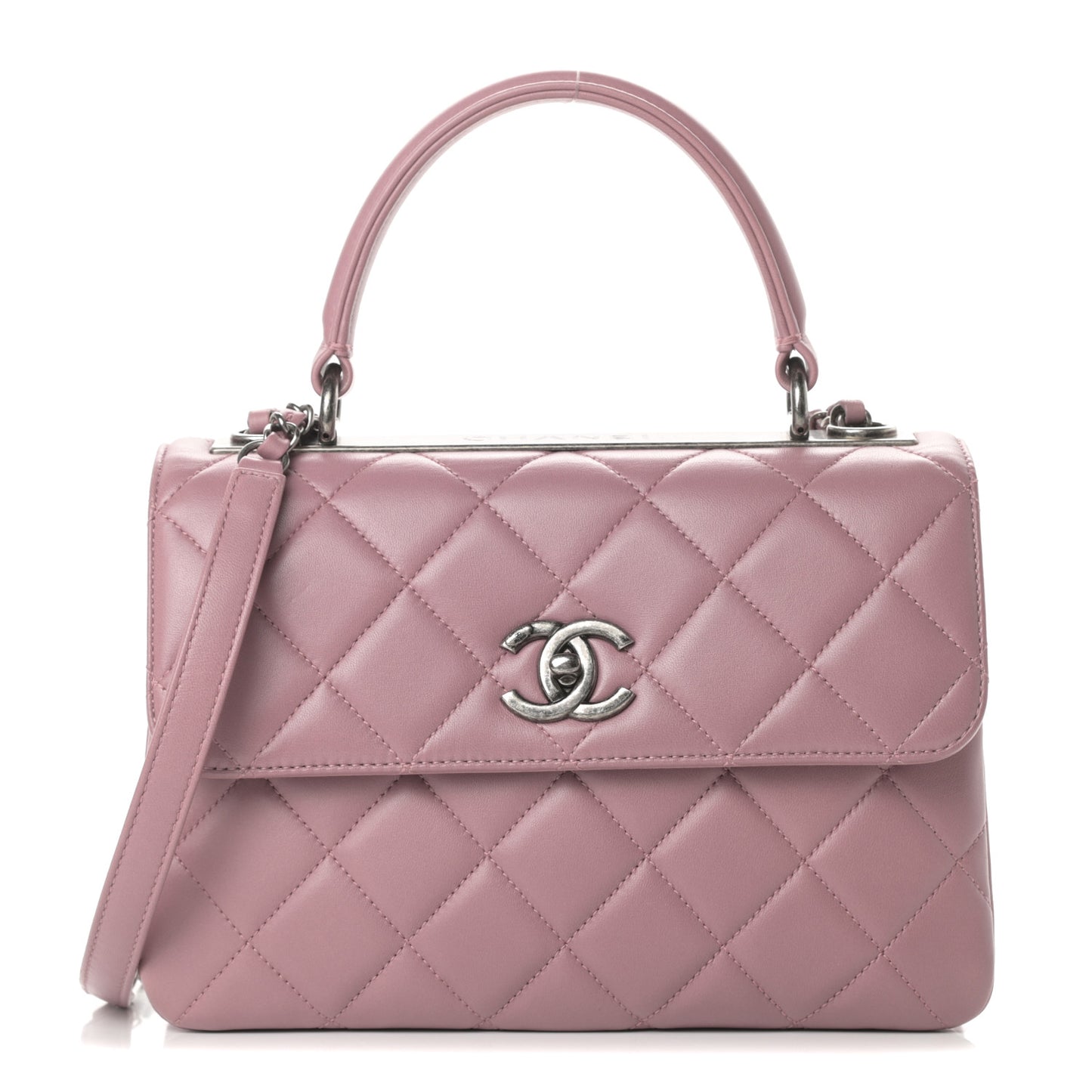 Lambskin Quilted Small Trendy CC Flap Dual Handle Bag Pink